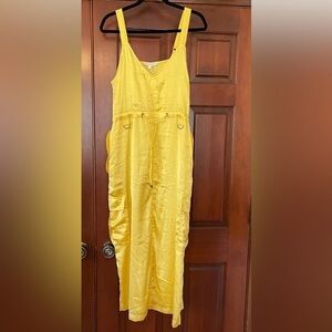 Anthropologie Love The Label satin overall utility maxi dress Large